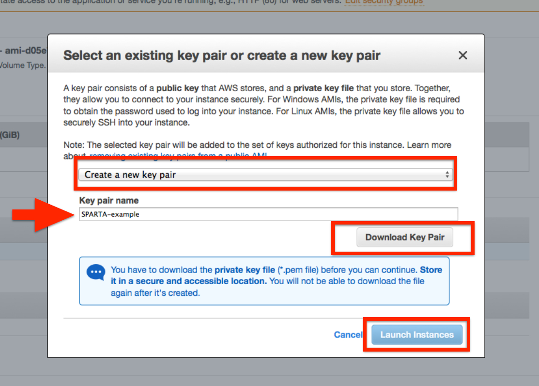 Create and download a new key pair